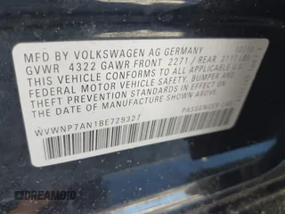 2011 Volkswagen CC Sport с VIN WVWNP7AN1BE729327, выставлен на аукционе IAAI как лот 42192170 с пробегом 144 146 миль миль и . История ставок и продаж доступна на DreamBid. Изображение 9.