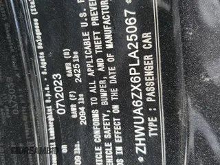2023 Lamborghini Huracan z VIN ZHWUA6ZX6PLA25067, wystawiony jako Copart lot #79047854 z przebiegiem 13 217 mil mil oraz Nie do naprawy • Non repairable. Historia ofert i sprzedaży dostępna na DreamBid. Obrazek 13.