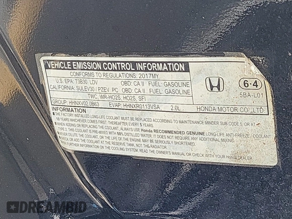 2017 Honda Civic LX with VIN 2HGFC2F58HH575889, listed as a IAAI auction lot 42285632 with 63,687 mi miles and . Bid and sale history available at DreamBid. Image 8.