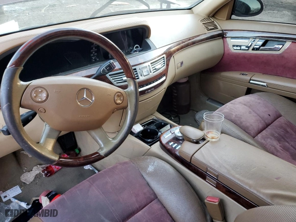 2007 Mercedes-Benz S-Class 5.5L V8 with VIN WDDNG86X47A125663, listed as a Copart auction lot 44364465 with 0 mi miles and Salvage Title. Bid and sale history available at carsss.com. Image 8.