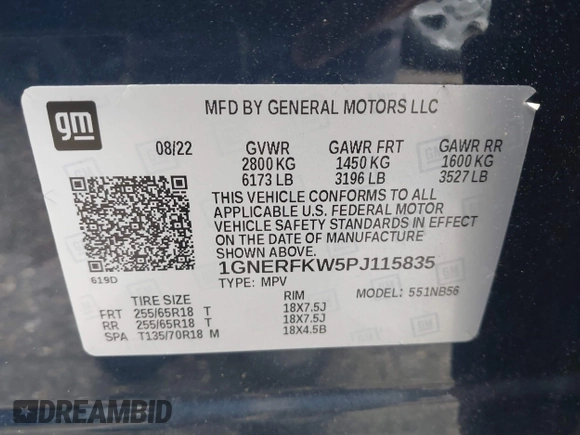 2023 Chevrolet Traverse LS with VIN 1GNERFKW5PJ115835, listed as a IAAI auction lot 42596841 with 32,937 mi miles and . Bid and sale history available at DreamBid. Image 9.