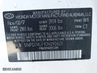2018 Hyundai Elantra SE with VIN 5NPD74LF9JH292627, listed as a IAAI auction lot 41659266 with 59,907 mi miles. Bid and sale history available at carsss.com. Image 9.
