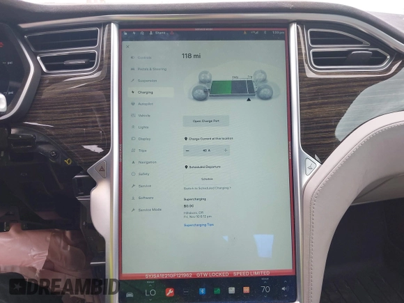 2016 Tesla Model S 90D with VIN 5YJSA1E21GF121962, listed as a IAAI auction lot 42130291 with 114,670 mi miles and . Bid and sale history available at DreamBid. Image 19.