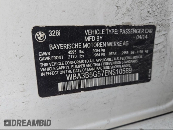 2014 BMW 3 Series 328i xDrive с VIN WBA3B5G57ENS10589, выставлен на аукционе IAAI как лот 42476824 с пробегом 208 112 миль миль и . История ставок и продаж доступна на DreamBid. Изображение 8.