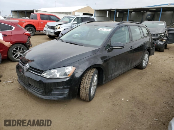 2017 Volkswagen Golf SportWagen S with VIN 3VWC17AU4HM510099, listed as a Copart auction lot 46581174 with 46,344 mi miles. Bid and sale history available at carsss.com. Image 1.