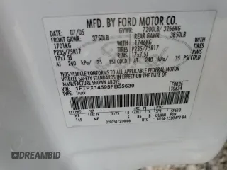 2005 Ford F-150 XLT with VIN 1FTPX14595FB55639, listed as a Copart auction lot 63423065 with Not provided miles and Clean title. Bid and sale history available at DreamBid. Image 12.