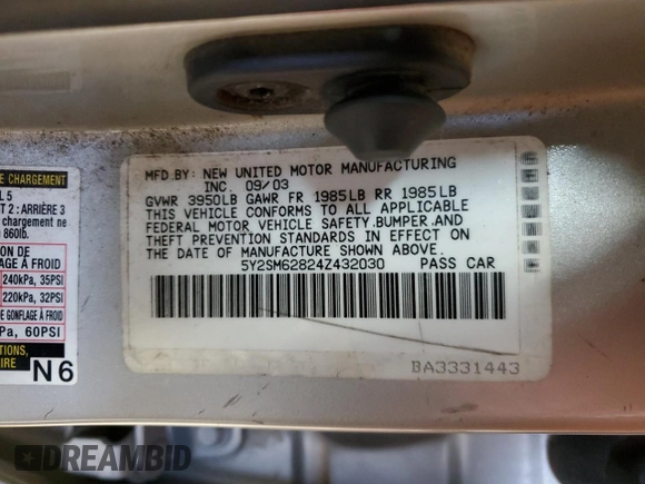 2004 Pontiac Vibe z VIN 5Y2SM62824Z432030, wystawiony jako Copart lot #78468444 z przebiegiem 156 886 mil mil oraz Szkody całkowita. Historia ofert i sprzedaży dostępna na DreamBid. Obrazek 12.