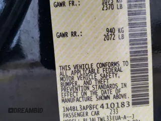 2015 Nissan Altima SL with VIN 1N4BL3AP8FC410183, listed as a Copart auction lot 64181915 with 50,565 mi miles and Salvage title. Bid and sale history available at DreamBid. Image 12.