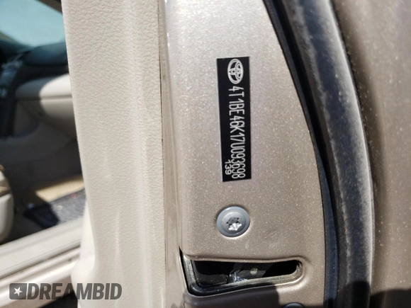 2007 Toyota Camry CE with VIN 4T1BE46K17U093698, listed as a Copart auction lot 47510825 with 163,906 mi miles and Salvage Title. Bid and sale history available at DreamBid. Image 12.