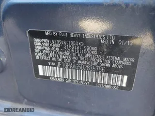 2013 Subaru Impreza Wagon 2.0i with VIN JF1GPAA65D2835756, listed as a IAAI auction lot 41704958 with 165,905 mi miles. Bid and sale history available at carsss.com. Image 9.
