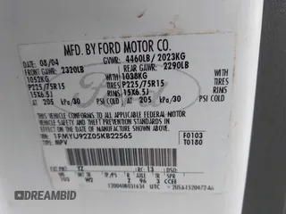 2005 Ford Escape XLS Value with VIN 1FMYU92Z05KB22565, listed as a IAAI auction lot 42277844 with 170,665 mi miles and . Bid and sale history available at DreamBid. Image 9.