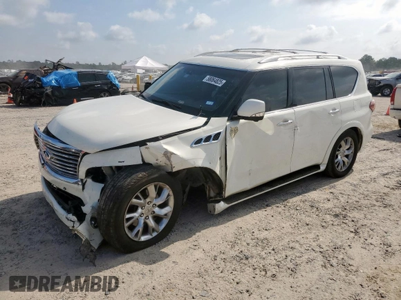 2014 Infiniti QX80 with VIN JN8AZ2NF9E9556026, listed as a Copart auction lot 58064825 with 177,104 mi miles and Salvage title. Bid and sale history available at DreamBid. Image 1.