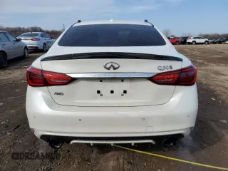 2018 Infiniti Q50 Red Sport 400 with VIN JN1FV7AR2JM480539, listed as a Copart auction lot 49141695 with 81,523 mi miles and Salvage Title. Bid and sale history available at DreamBid. Image 6.
