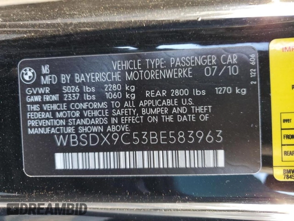 2011 BMW M3 with VIN WBSDX9C53BE583963, listed as a Copart auction lot 43076235 with 69,676 mi miles and Salvage Title. Bid and sale history available at carsss.com. Image 14.