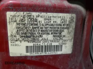 2011 Nissan Sentra SR with VIN 3N1AB6AP7BL614761, listed as a Copart auction lot 58349425 with 123,415 mi miles and Salvage title. Bid and sale history available at DreamBid. Image 13.