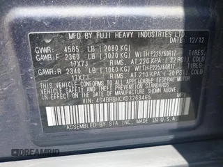 2013 Subaru Outback Premium with VIN 4S4BRBHCXD3268465, listed as a IAAI auction lot 42559125 with 122,768 mi miles and . Bid and sale history available at DreamBid. Image 9.