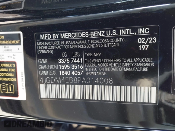 2023 Mercedes-Benz EQS 580 z VIN 4JGDM4EB8PA014008, wystawiony jako IAAI lot #41152975 z przebiegiem 41 292 mil mil oraz . Historia ofert i sprzedaży dostępna na DreamBid. Obrazek 9.