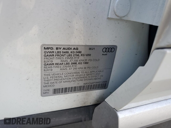2021 Audi Q5 Prestige with VIN WA1CAAFY3M2112938, listed as a Copart auction lot 42350955 with 33,102 mi miles and Salvage Title. Bid and sale history available at carsss.com. Image 13.