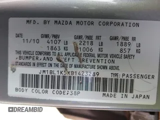 2011 Mazda 3 s Sport with VIN JM1BL1K5XB1423289, listed as a IAAI auction lot 42183411 with 159,227 mi miles. Bid and sale history available at carsss.com. Image 9.