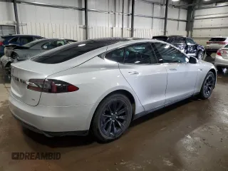 2014 Tesla Model S 60 with VIN 5YJSA1H15EFP51239, listed as a Copart auction lot 59214485 with 153,554 mi miles and Salvage title. Bid and sale history available at DreamBid. Image 3.