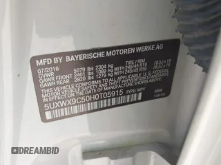 2017 BMW X3 xDrive28i with VIN 5UXWX9C50H0T05915, listed as a IAAI auction lot 41848841 with 64,062 mi miles and . Bid and sale history available at DreamBid. Image 9.