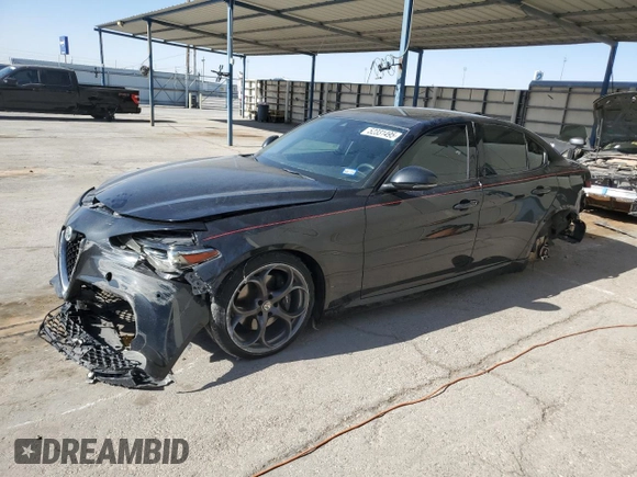 2018 Alfa Romeo Giulia Ti Sport with VIN ZARFAECN6J7575116, listed as a Copart auction lot 52331495 with 46,355 mi miles and Salvage title. Bid and sale history available at DreamBid. Image 1.