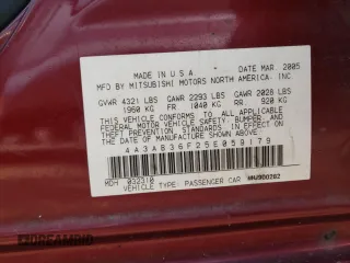 2005 Mitsubishi Galant ES z VIN 4A3AB36F25E059179, wystawiony jako Copart lot #64570164 z przebiegiem 197 100 mil mil oraz Szkoda całkowita • Salvage title. Historia ofert i sprzedaży dostępna na DreamBid. Obrazek 12.