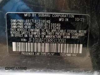 2024 Subaru Impreza Special Sports with VIN JF1GUAFC0R8312091, listed as a Copart auction lot 53084655 with 31,143 mi miles and Salvage title. Bid and sale history available at DreamBid. Image 13.