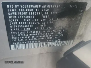 2012 Volkswagen Tiguan S with VIN WVGBV7AXXCW602058, listed as a Copart auction lot 54447845 with 152,085 mi miles and Clean Title. Bid and sale history available at DreamBid. Image 13.