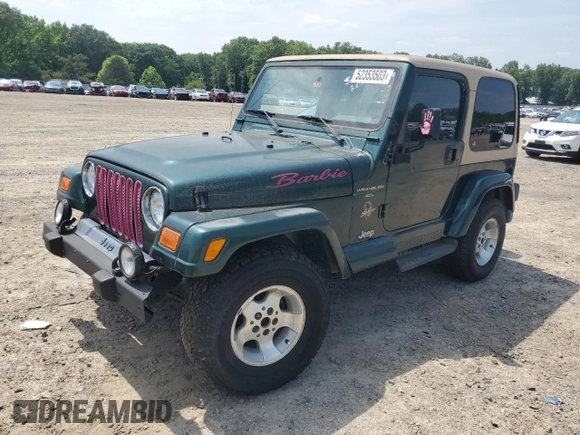 2000 Jeep Wrangler Sahara with VIN 1J4FA59S2YP750795, listed as a Copart auction lot 52353503 with 0 mi miles and Salvage Title. Bid and sale history available at carsss.com. Image 1.