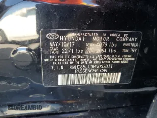 2017 Hyundai Ioniq Limited with VIN KMHC85LC9HU039811, listed as a Copart auction lot 62559315 with 160,552 mi miles and Clean title. Bid and sale history available at DreamBid. Image 12.
