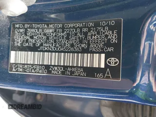 2010 Toyota Prius II with VIN JTDKN3DU0A5228383, listed as a IAAI auction lot 41759951 with 166,732 mi miles. Bid and sale history available at carsss.com. Image 9.