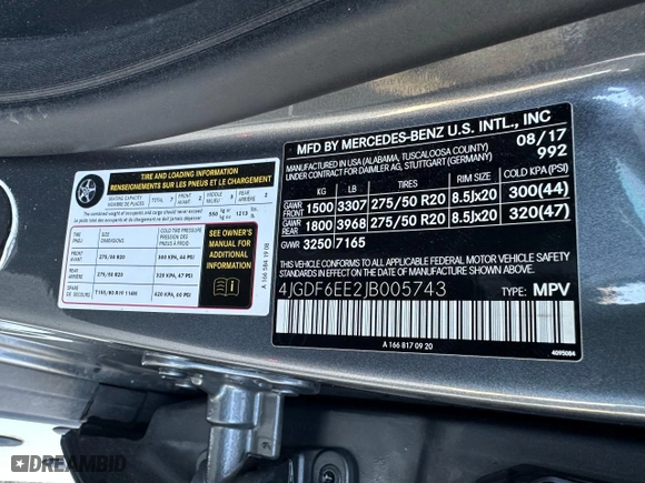 2018 Mercedes-Benz GLS with VIN 4JGDF6EE2JB005743, listed as a Copart auction lot 54836755 with 148,583 mi miles and Clean Title. Bid and sale history available at carsss.com. Image 10.