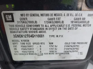 2004 Chevrolet Avalanche z VIN 3GNEK12T64G116681, wystawiony jako IAAI lot #42475554 z przebiegiem 197 981 mil mil oraz . Historia ofert i sprzedaży dostępna na DreamBid. Obrazek 9.