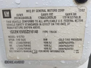 2003 Chevrolet Silverado 1500 with VIN 1GCEK19V83Z216148, listed as a IAAI auction lot 41981900 with 1 mi miles. Bid and sale history available at carsss.com. Image 9.