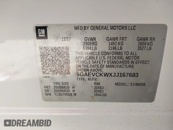 2018 Buick Enclave Avenir with VIN 5GAEVCKWXJJ167683, listed as a IAAI auction lot 41763651 with 168,654 mi miles and . Bid and sale history available at DreamBid. Image 9.