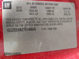 2007 Pontiac G6 G6 with VIN 1G2ZG58N274144849, listed as a IAAI auction lot 42389937 with 162,392 mi miles and . Bid and sale history available at DreamBid. Image 9.