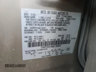 2006 Ford Five Hundred SE с VIN 1FAFP23146G150401, выставлен на аукционе Copart как лот 57000605 с пробегом 218 689 миль миль и Списание • Salvage title. История ставок и продаж доступна на DreamBid. Изображение 12.