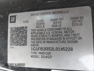 2020 Chevrolet Camaro 1LT with VIN 1G1FB1RS2L0145228, listed as a IAAI auction lot 41720759 with 69,713 mi miles and . Bid and sale history available at carsss.com. Image 9.