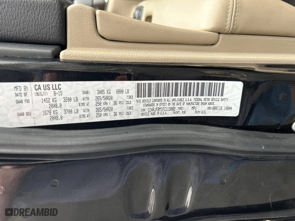 2015 Jeep Grand Cherokee Limited with VIN 1C4RJFBM1FC113082, listed as a IAAI auction lot 41710144 with 1 mi miles. Bid and sale history available at carsss.com. Image 9.