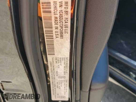 2023 Dodge Durango R/T Plus with VIN 1C4SDJCT3PC695981, listed as a Copart auction lot 54688865 with 30,352 mi miles and Salvage title. Bid and sale history available at DreamBid. Image 13.