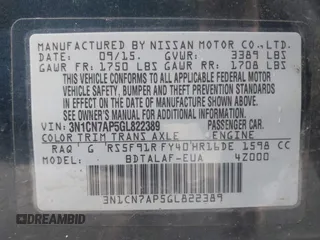 2016 Nissan Versa S with VIN 3N1CN7AP5GL822389, listed as a IAAI auction lot 42009112 with 61,032 mi miles and . Bid and sale history available at DreamBid. Image 9.