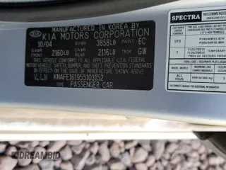 2005 Kia Spectra with VIN KNAFE161955103152, listed as a Copart auction lot 78554024 with 110,142 mi miles and Clean Title. Bid and sale history available at carsss.com. Image 13.