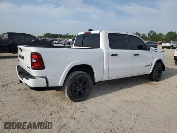 2025 Ram 1500 Big Horn with VIN 1C6SRFFPXSN521827, listed as a Copart auction lot 53258435 with 1,676 mi miles and Salvage Title. Bid and sale history available at carsss.com. Image 3.