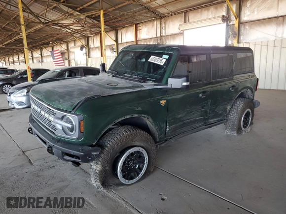 2023 Ford Bronco with VIN 1FMEE5DP9PLB29838, listed as a Copart auction lot 62409785 with 11,124 mi miles and Salvage title. Bid and sale history available at DreamBid. Image 1.