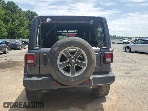 2021 Jeep Wrangler Unlimited Sahara with VIN 1C4HJXENXMW625845, listed as a Copart auction lot 64011475 with 97,505 mi miles and Salvage title. Bid and sale history available at DreamBid. Image 6.
