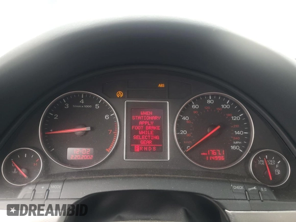 2002 Audi A4 1.8T with VIN WAULC68E02A307556, listed as a Copart auction lot 49934045 with 114,996 mi miles and Clean title. Bid and sale history available at DreamBid. Image 9.