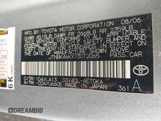 2007 Toyota Camry LE with VIN JTNBK46KX73012065, listed as a IAAI auction lot 41993858 with 318,639 mi miles and . Bid and sale history available at DreamBid. Image 9.