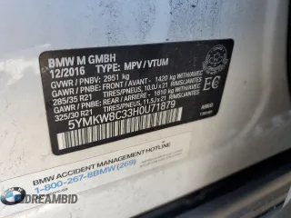 2017 BMW X6 M with VIN 5YMKW8C33H0U71879, listed as a Copart auction lot 86025064 with 52,064 mi miles and Clean Title. Bid and sale history available at carsss.com. Image 13.