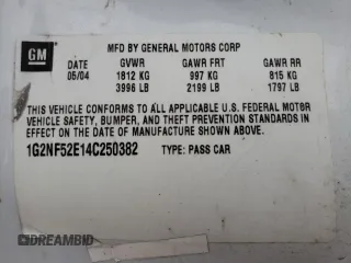 2004 Pontiac Grand Am SE1 with VIN 1G2NF52E14C250382, listed as a Copart auction lot 51566664 with 82,865 mi miles and Salvage Title. Bid and sale history available at carsss.com. Image 13.